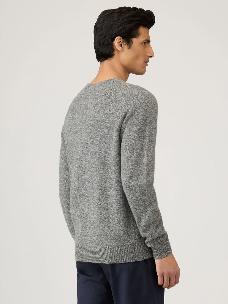 Sunspel Lambswool Sweater in Mid Grey Melange