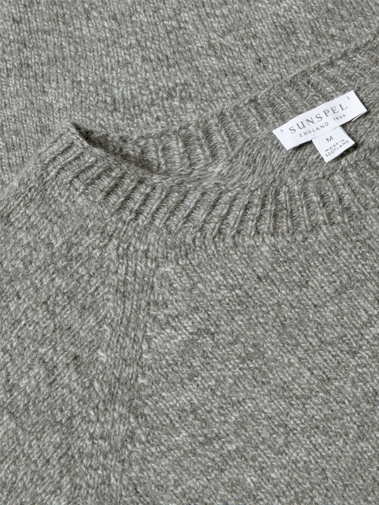 Sunspel Lambswool Sweater in Mid Grey Melange