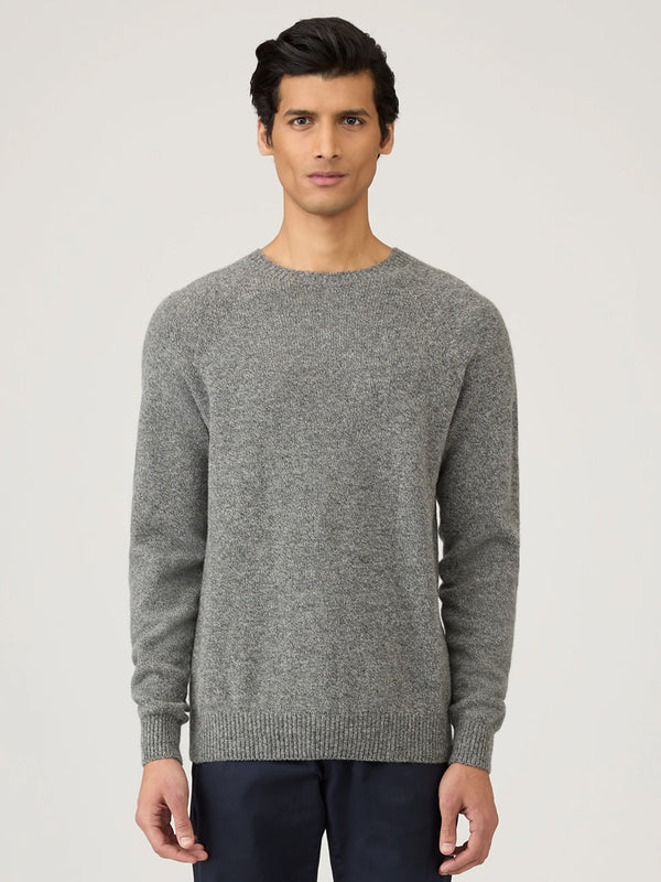 Sunspel Lambswool Sweater in Mid Grey Melange