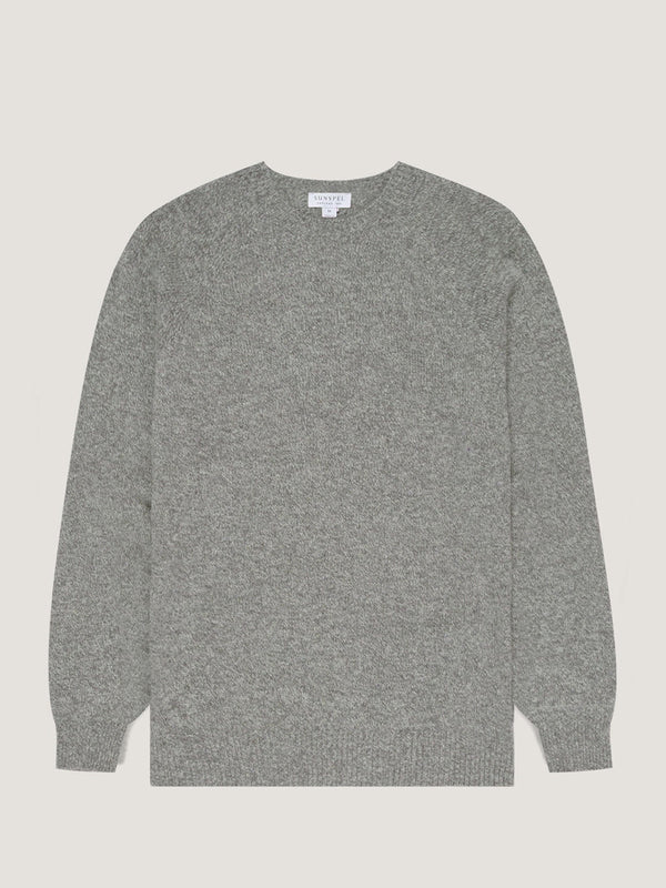Sunspel Lambswool Sweater in Mid Grey Melange