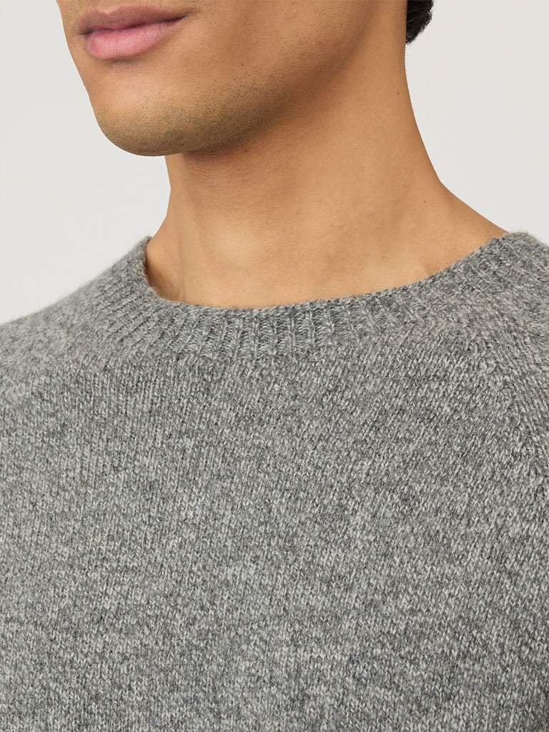 Sunspel Lambswool Sweater in Mid Grey Melange