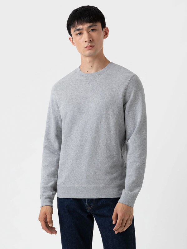 Sunspel Loopback Sweatshirt in Grey Melange