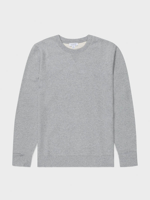 Sunspel Loopback Sweatshirt in Grey Melange