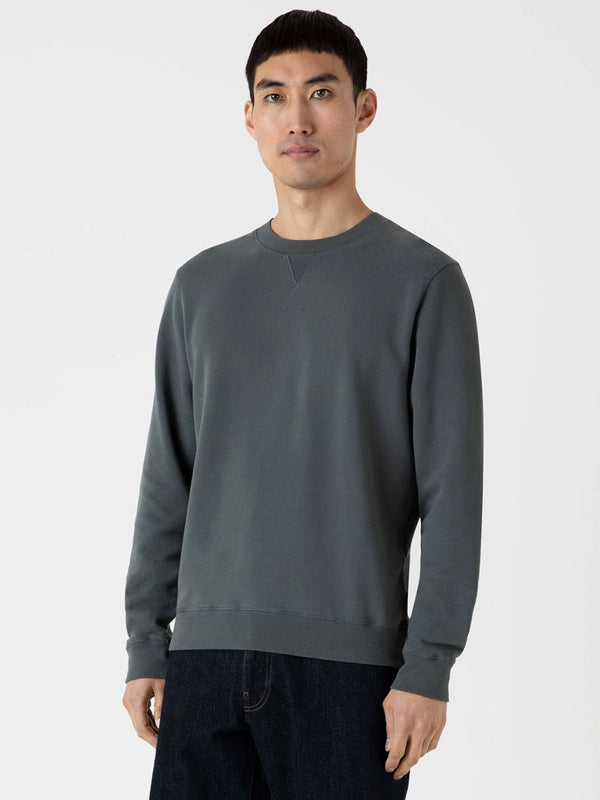 Sunspel Loopback Sweatshirt in Drill Green