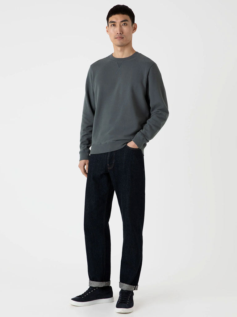 Sunspel Loopback Sweatshirt in Drill Green