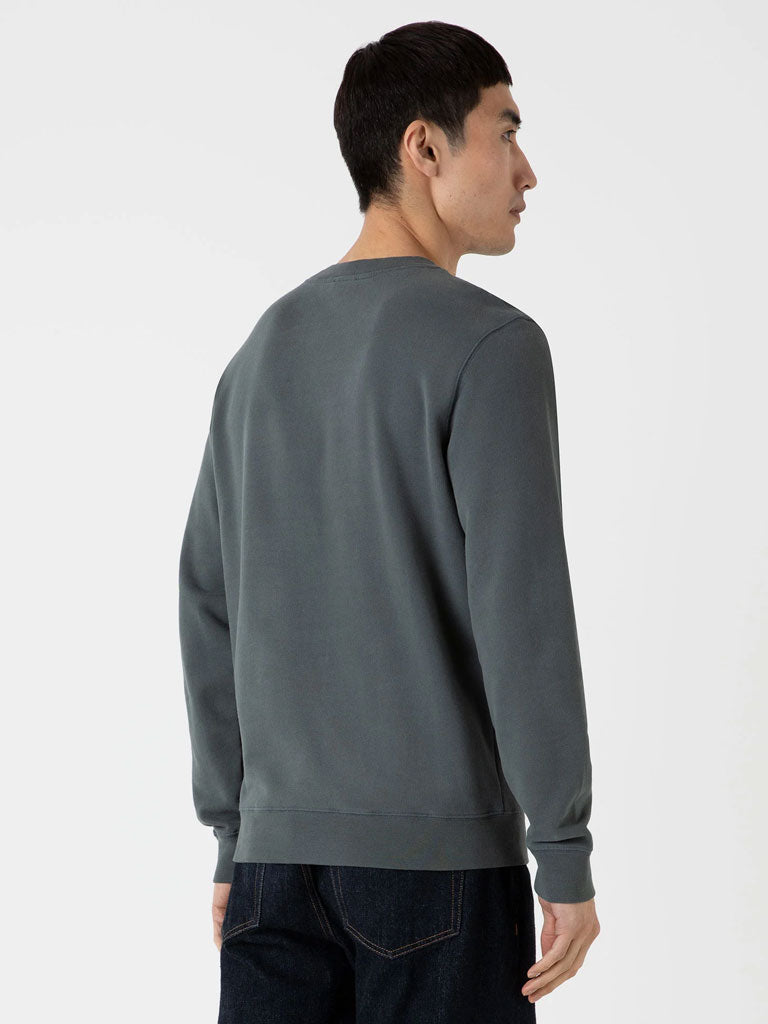 Sunspel Loopback Sweatshirt in Drill Green