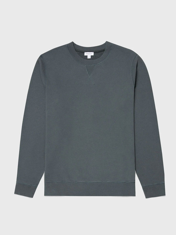 Sunspel Loopback Sweatshirt in Drill Green