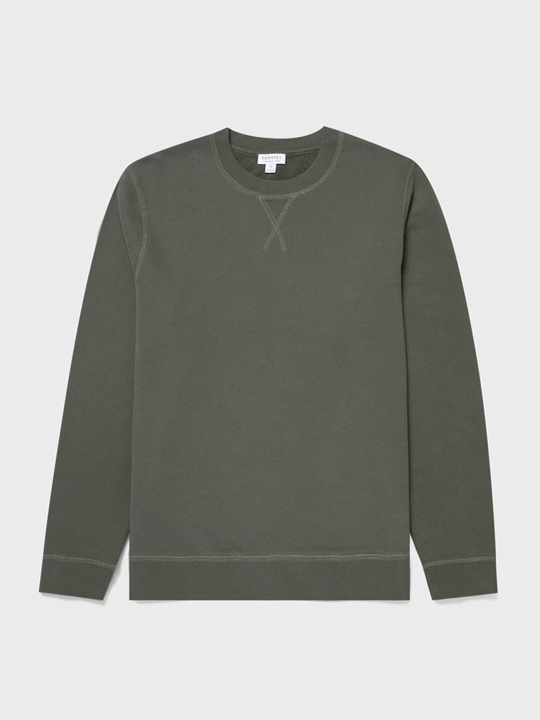 Sunspel Loopback Sweatshirt in KhakiSunspel Loopback Sweatshirt in Khaki