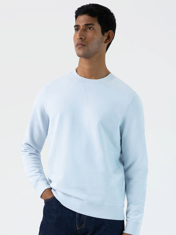 Sunspel Loopback Sweatshirt in Light Blue
