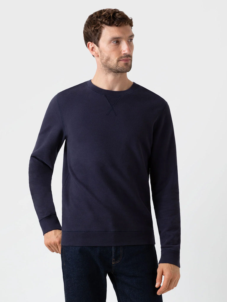 Sunspel Loopback Sweatshirt in Navy