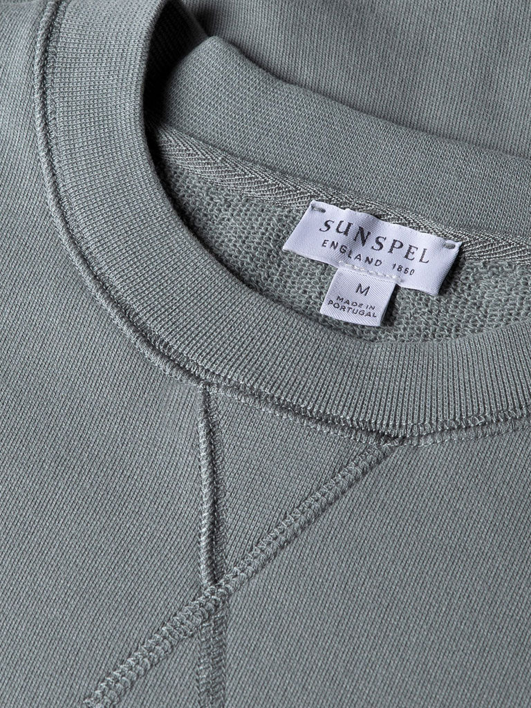 Sunspel Loopback Sweatshirt in Smoke Green