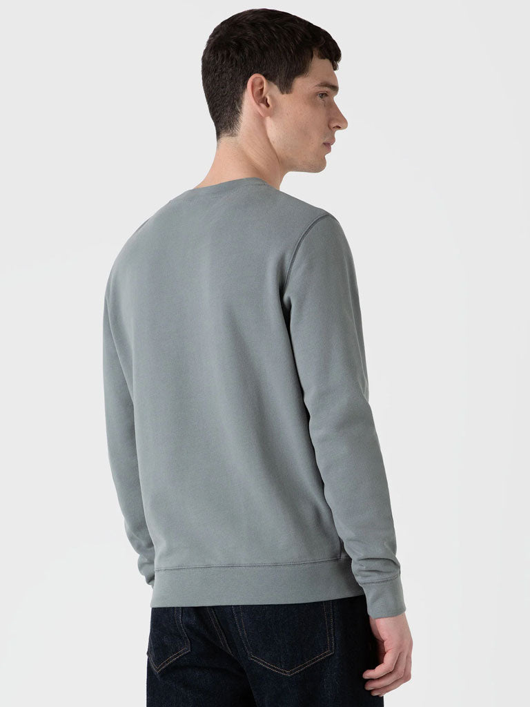 Sunspel Loopback Sweatshirt in Smoke Green