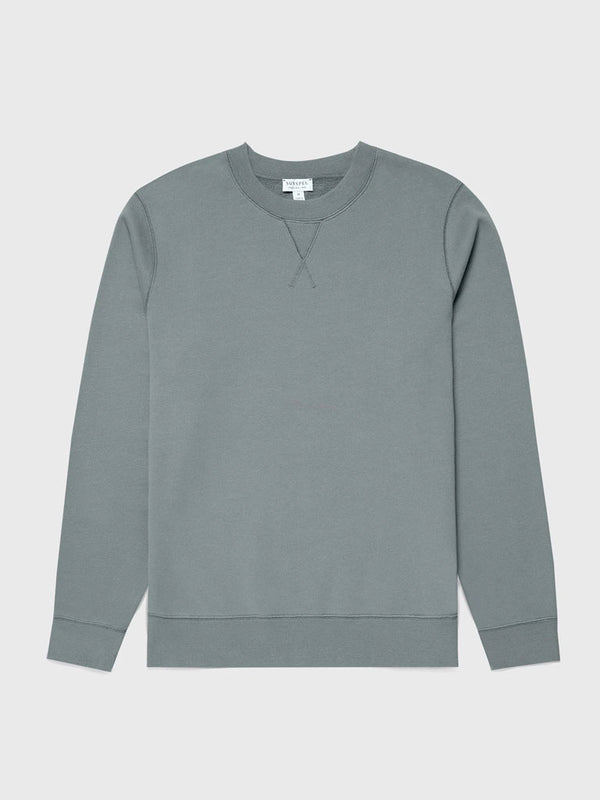 Sunspel Loopback Sweatshirt in Smoke Green