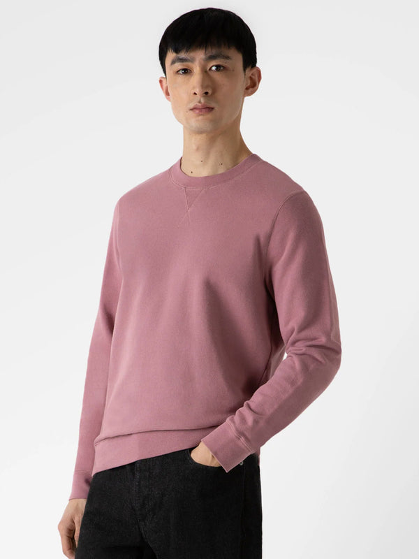 Sunspel Loopback Sweatshirt in Vintage Pink