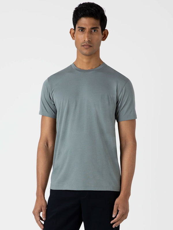 Sunspel Riviera Crew Neck Tee in Smoke Green