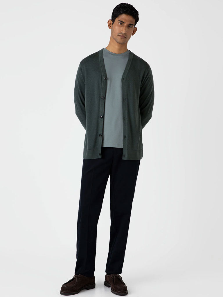 Sunspel Riviera Crew Neck Tee in Smoke Green