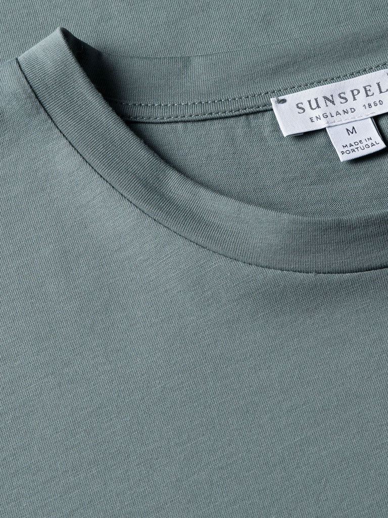 Sunspel Riviera Crew Neck Tee in Smoke Green