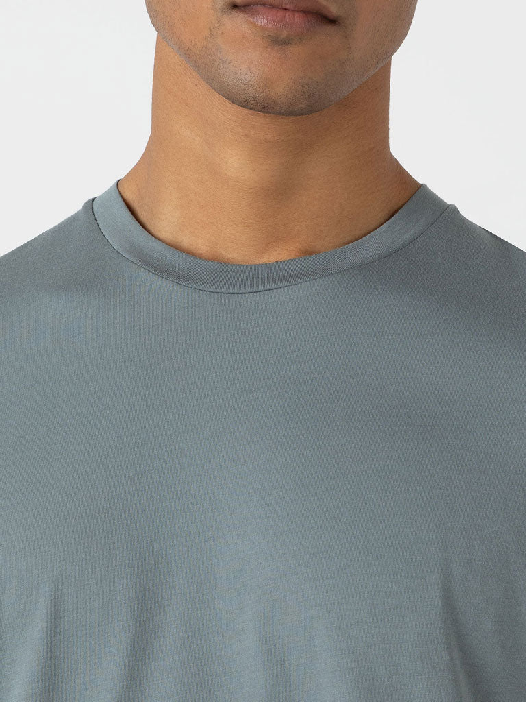 Sunspel Riviera Crew Neck Tee in Smoke Green