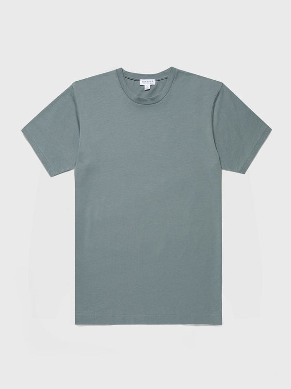 Sunspel Riviera Crew Neck Tee in Smoke Green