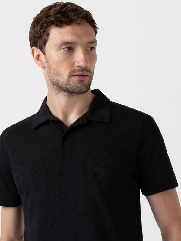 Sunspel Riviera Polo Shirt in Black