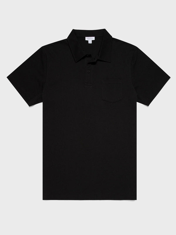 Sunspel Riviera Polo Shirt in Black