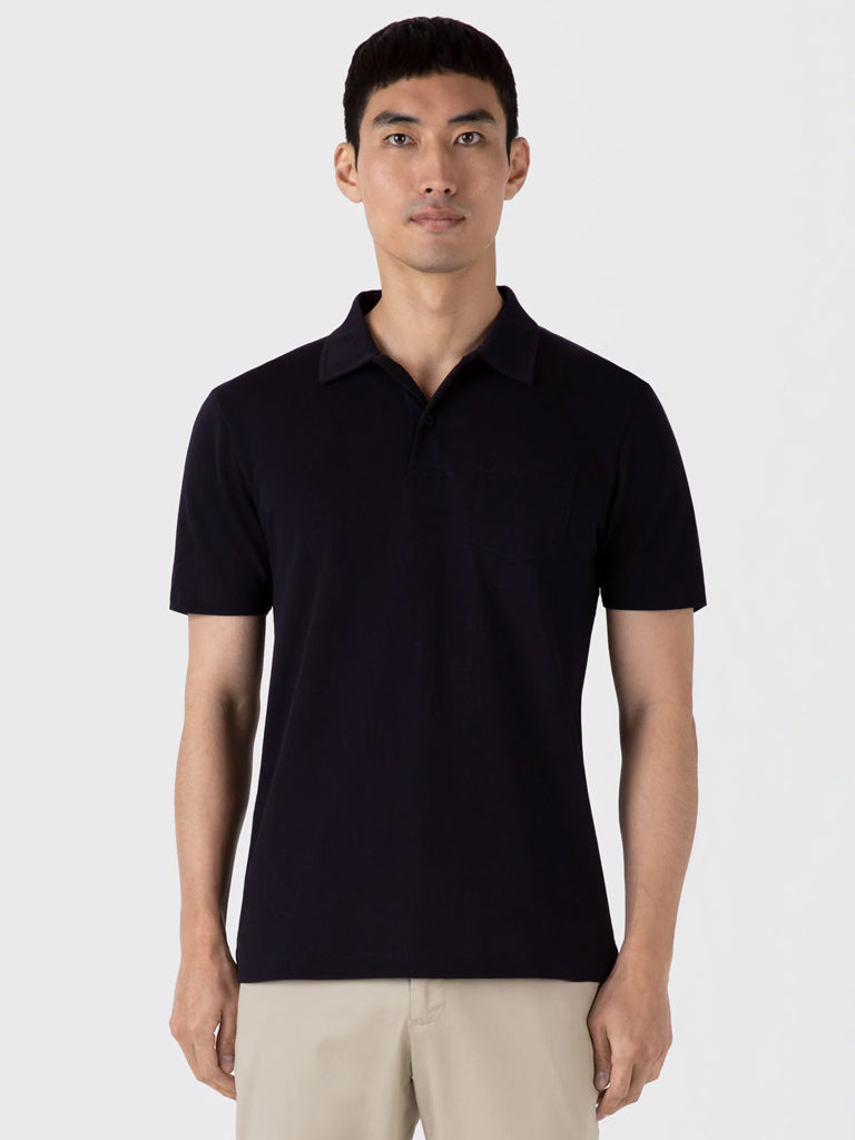 Sunspel Riviera Polo Shirt in Midnight Navy