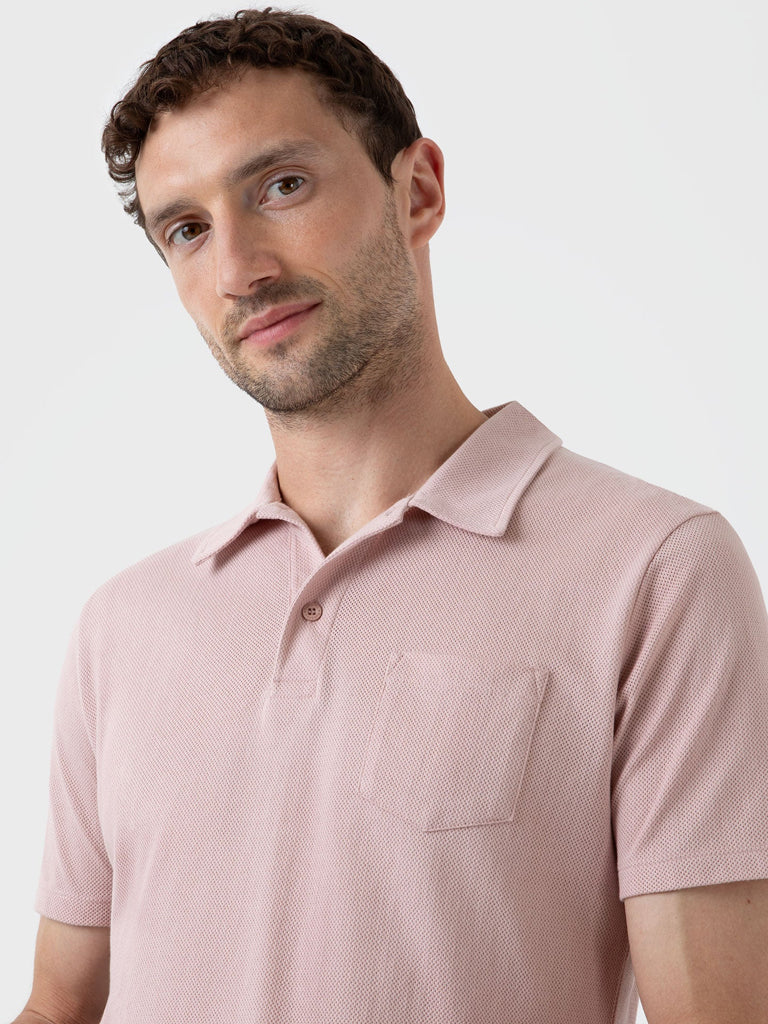 Sunspel Riviera Polo Shirt in Pink