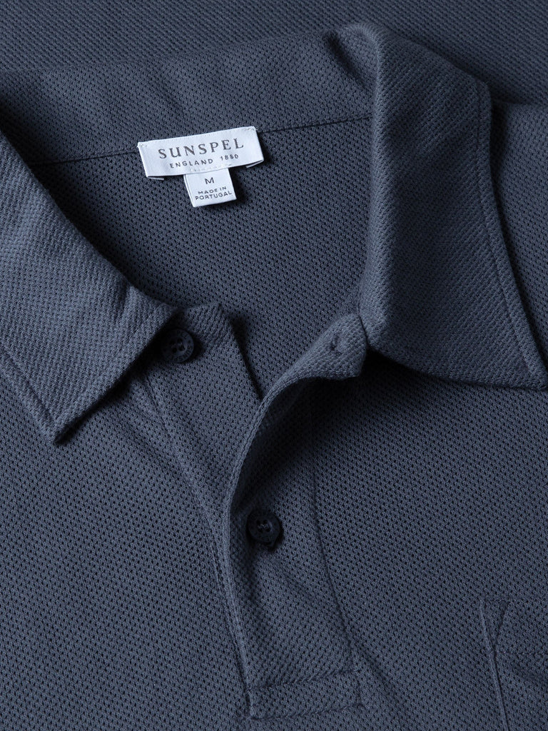 Sunspel Riviera Polo Shirt in Slate Blue