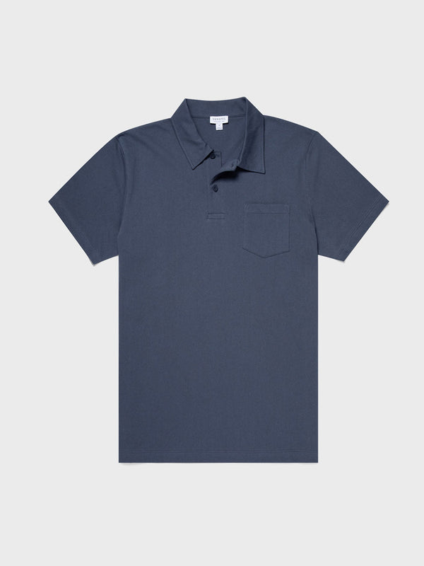 Sunspel Riviera Polo Shirt in Slate Blue