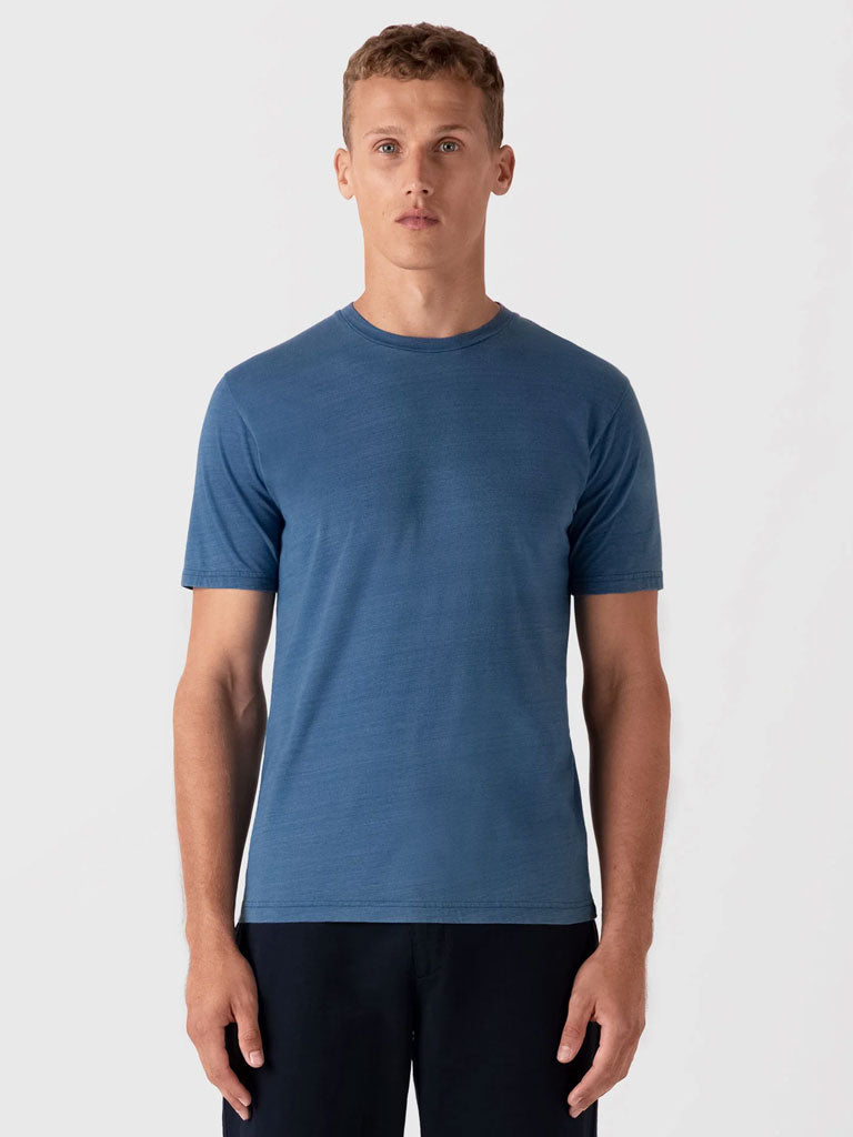 Sunspel Riviera T-Shirt in Mid Indigo Wash