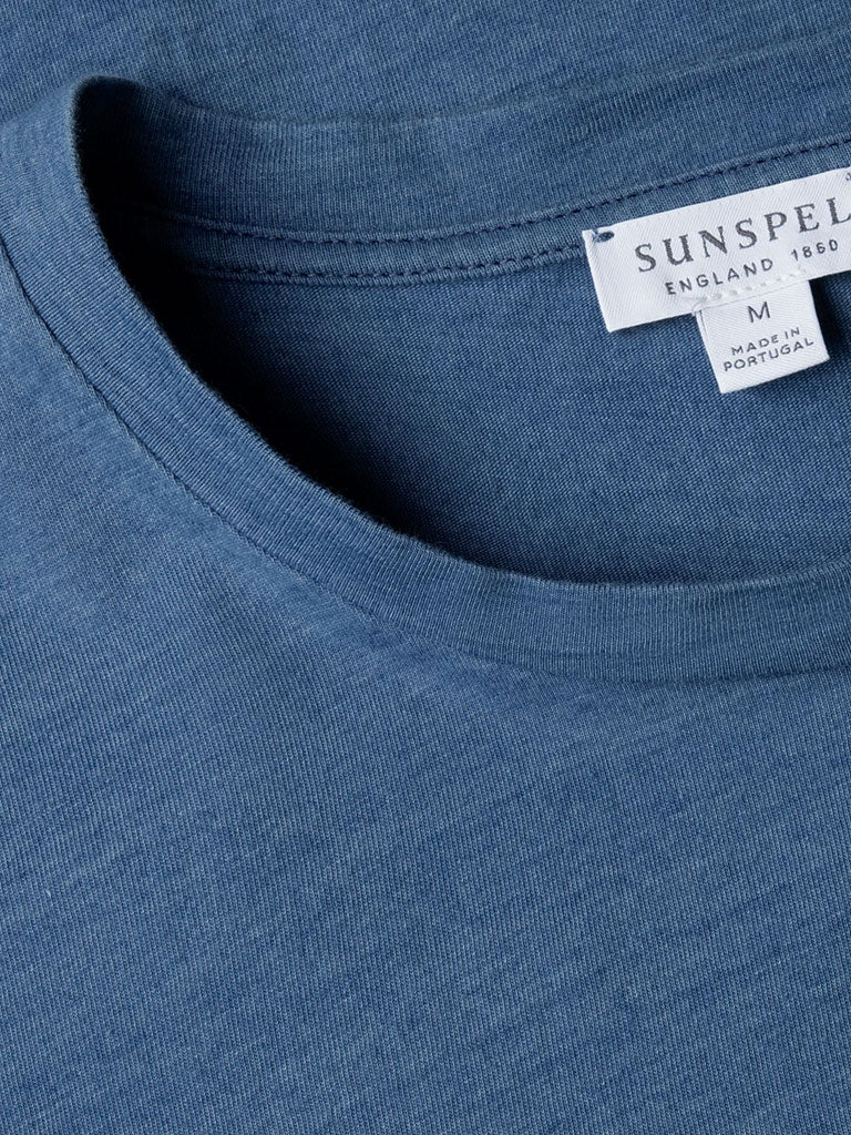 Sunspel Riviera T-Shirt in Mid Indigo Wash