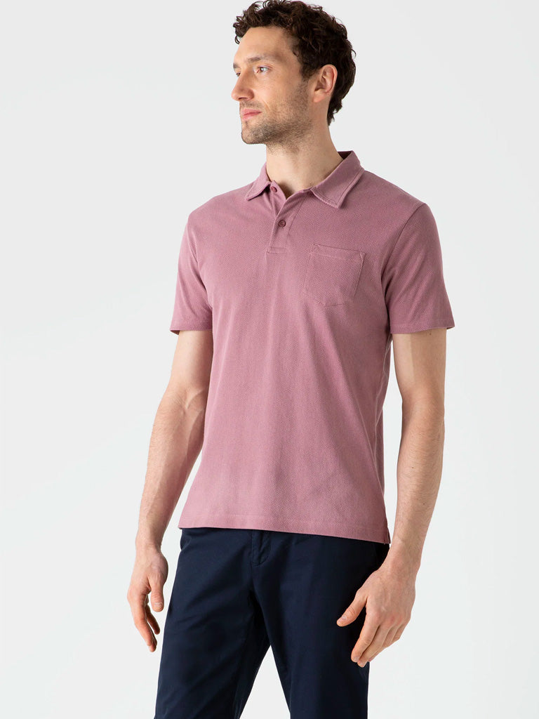 Sunspel Riviera Polo Shirt in Vintage Pink