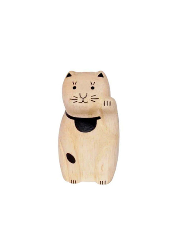 T-Lab Wooden Lucky Cat in White