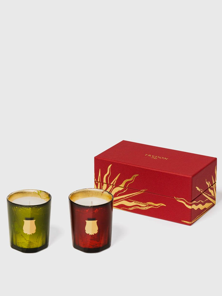 Trudon Duo Lucem Gloria and Gabriel Candle in Green and Red 