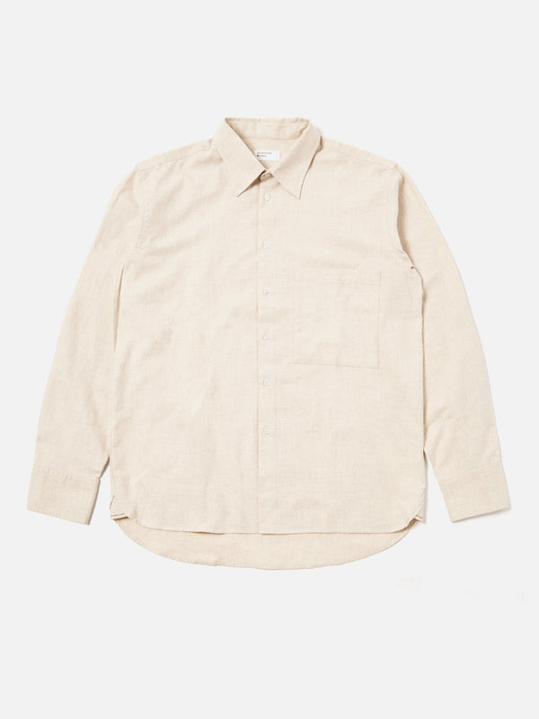 Universal Works Flannel Square Pocket Shirt in Sand