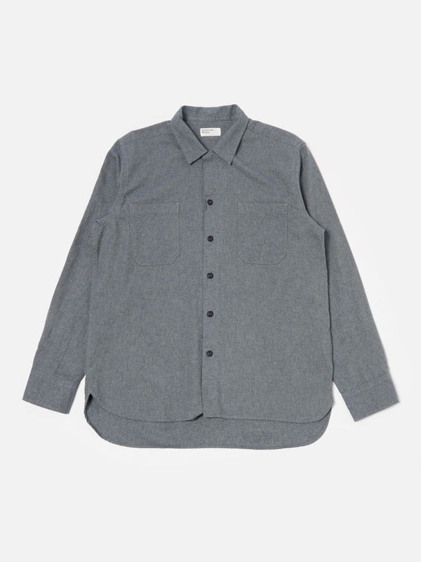 Universal Works Flannel Work Shirt in Navy