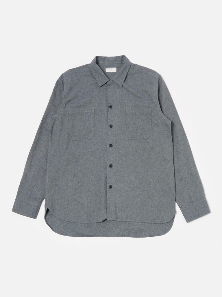 Universal Works Flannel Work Shirt in Navy