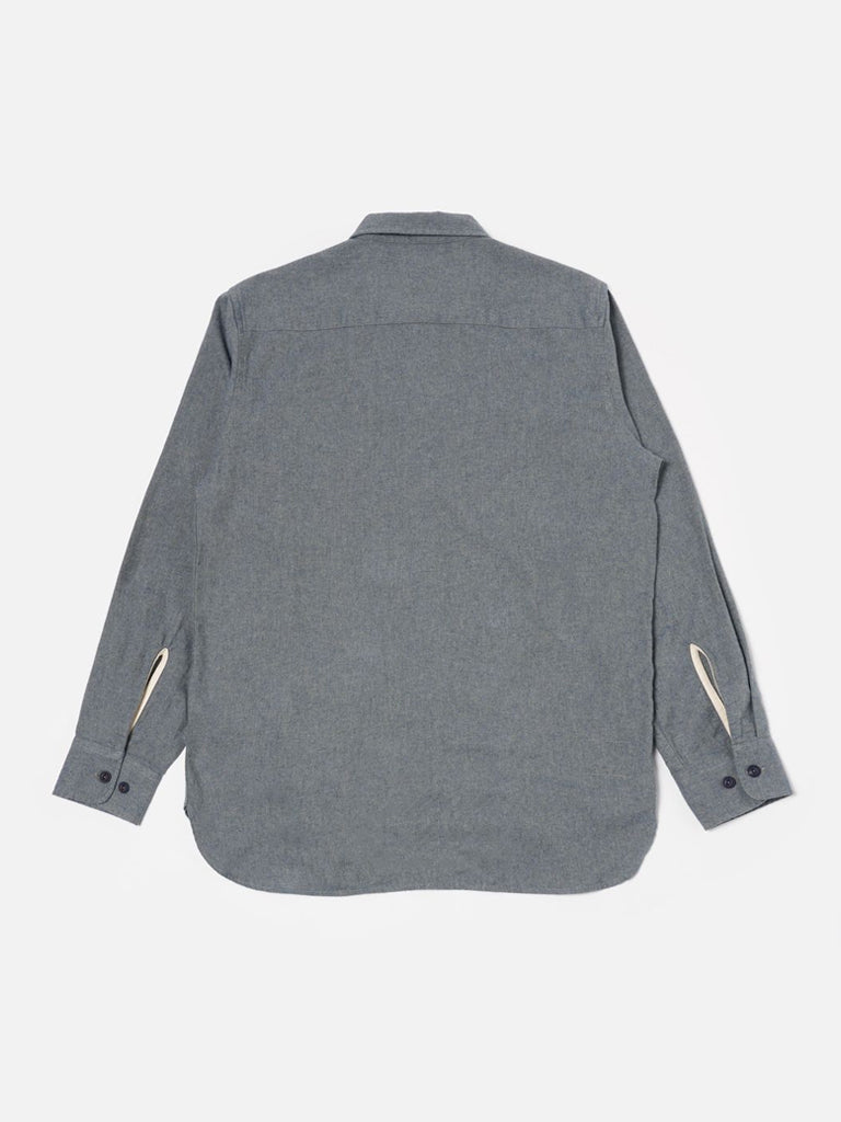 Universal Works Flannel Work Shirt in Navy