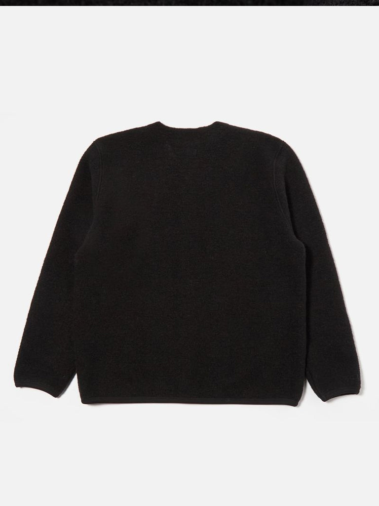 Universal Works Fleece Cardigan in Black