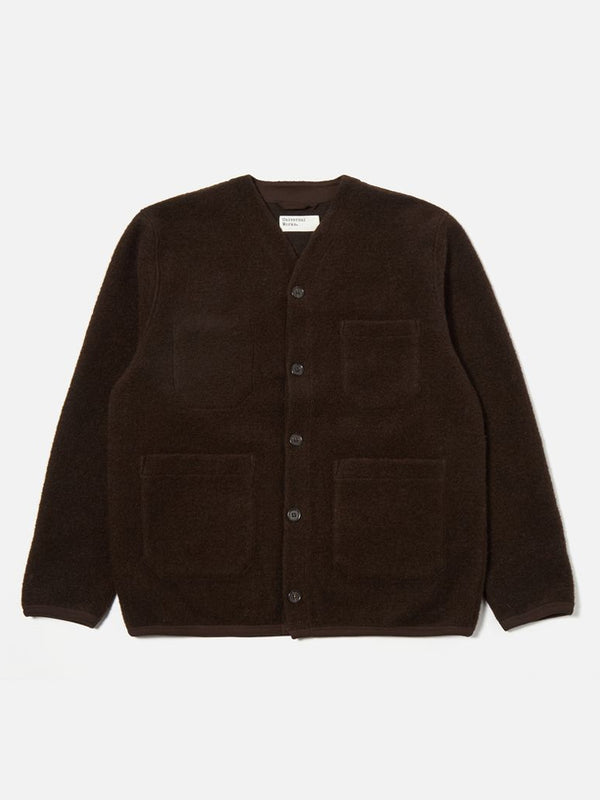 Universal Works Fleece Cardigan in Brown