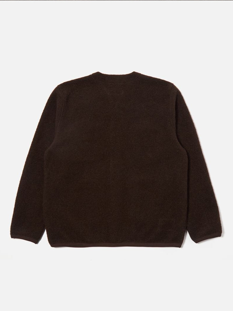 Universal Works Fleece Cardigan in Brown