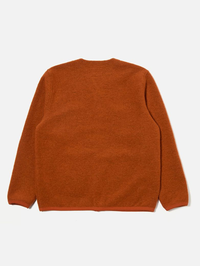 Universal Works Fleece Cardigan in Rust