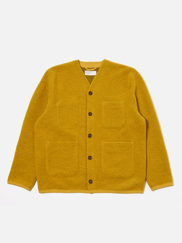 Universal Works Fleece Cardigan in Yellow