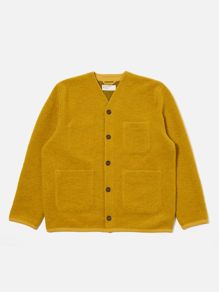 Universal Works Fleece Cardigan in Yellow