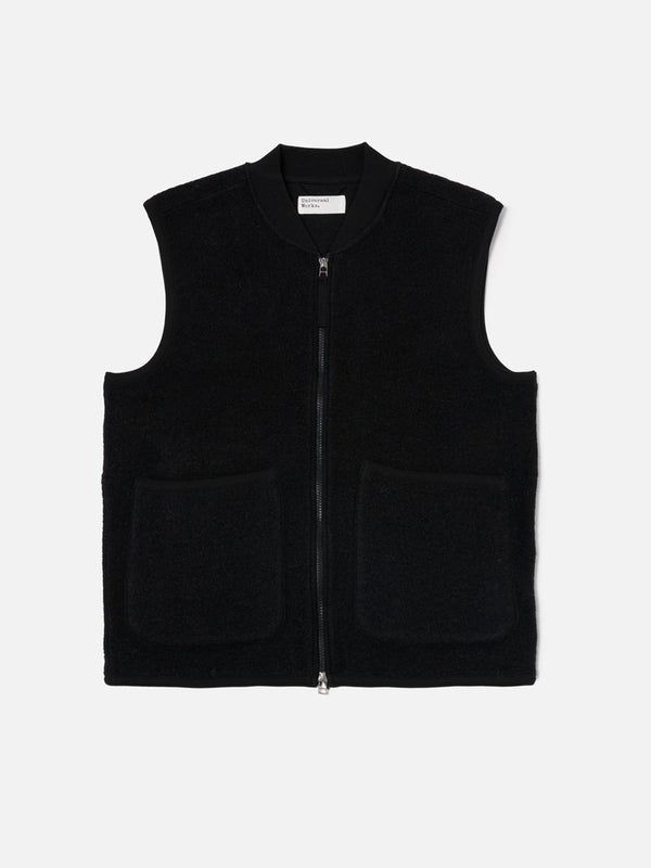 Universal Works Zip Waistcoat in Black