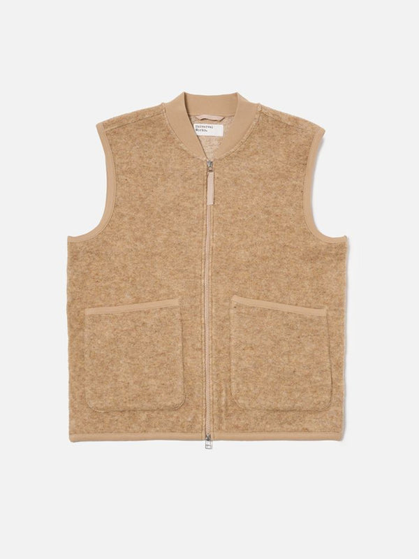 Universal Works Zip Waistcoat in Fawn