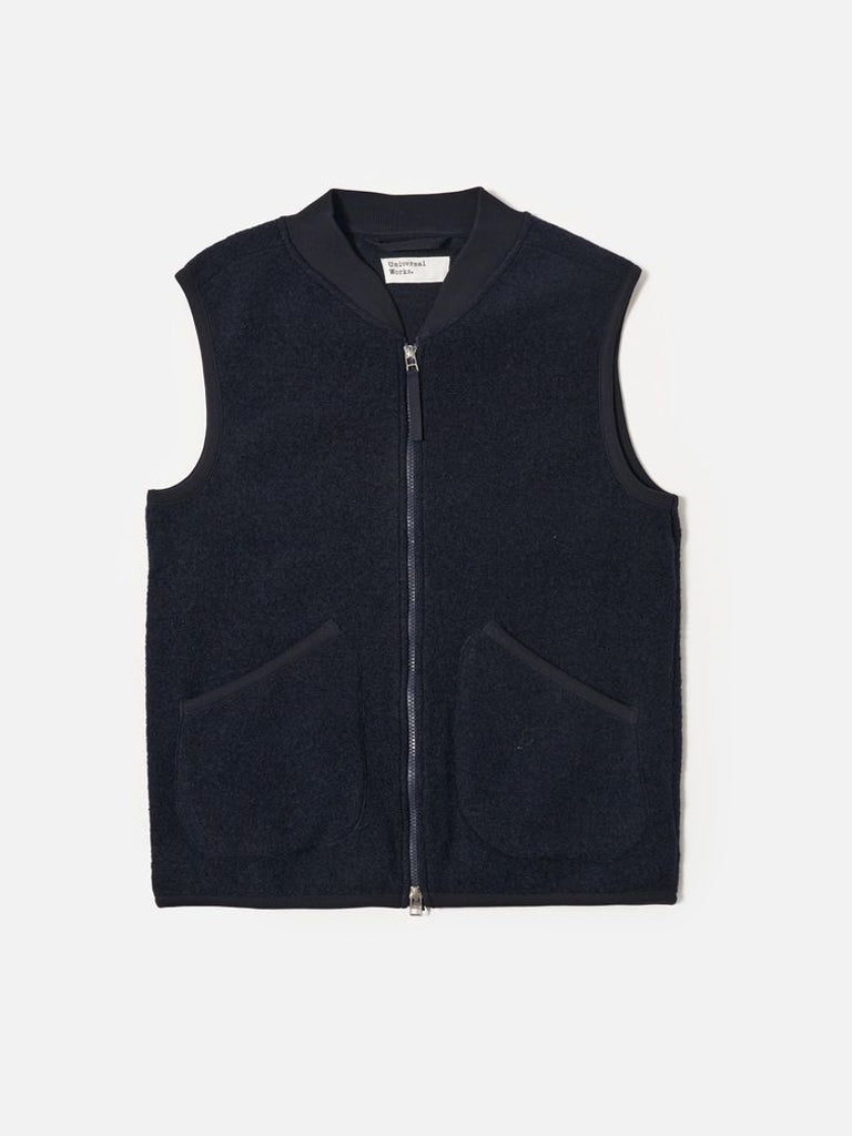 Universal Works Zip Waistcoat in Navy