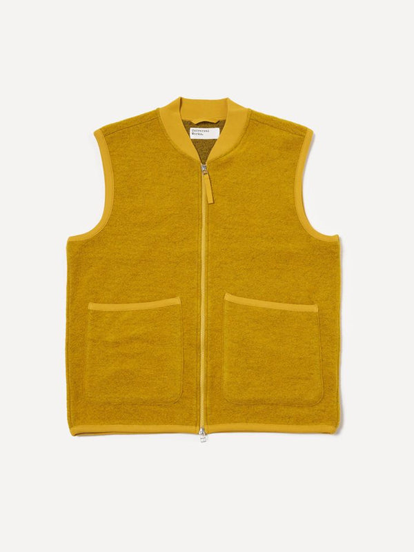 Universal Works Zip Waistcoat in Yellow