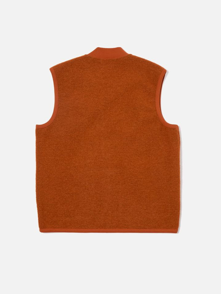 Universal Works Zip Waistcoat in Rust