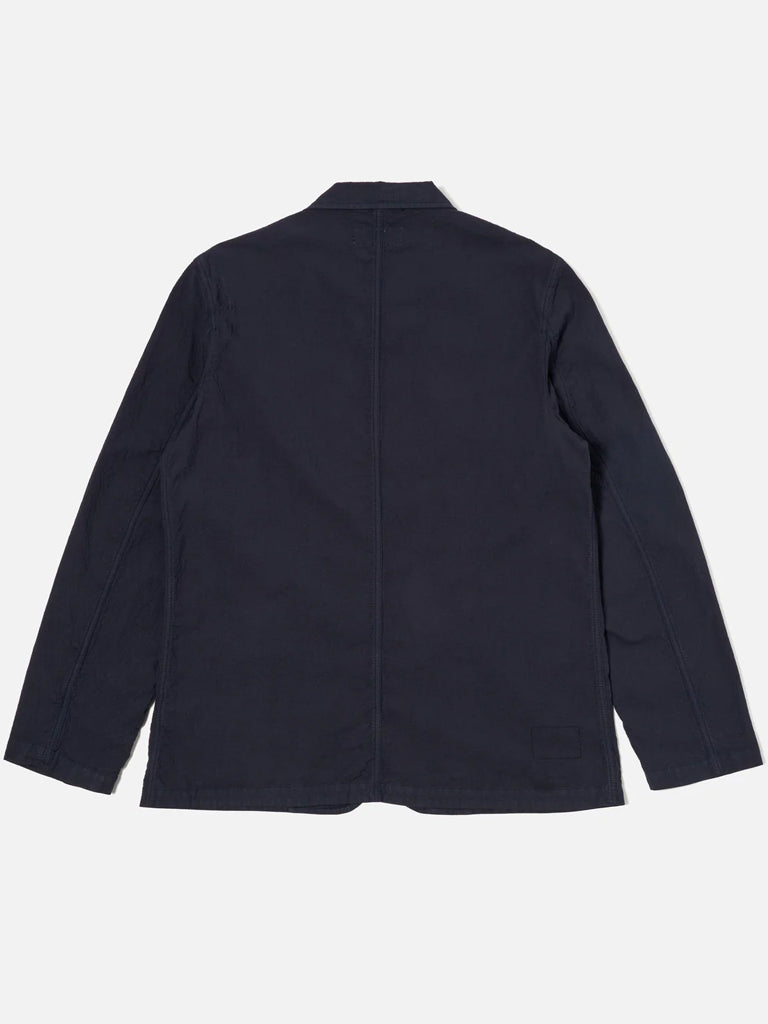 Universal Works Bakers Jacket in Navy Seersucker